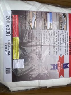 20x20’ Valance Tarp Canopy Top Replacement New Heavy Duty White
