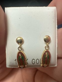 14kt gold virgin mary studs