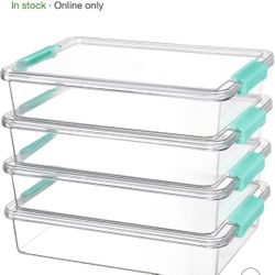 $15,new! Vtopmart 4 Pack 6 Qt Clear Plastic Storage Bins with Lids, for Arts Crafts Home Office and School 