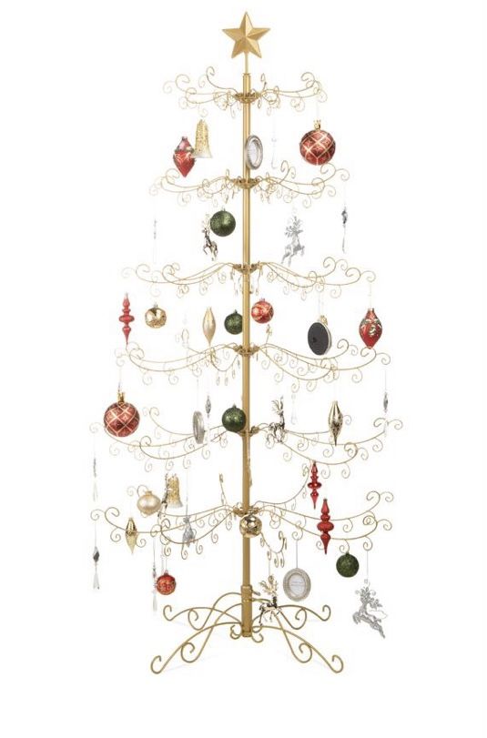Wrought Iron Christmas Tree Ornament Display w/ Easy Assembly, Stand - 6ft