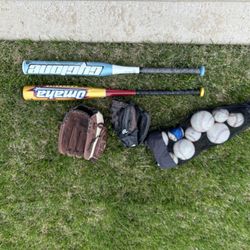 Baseball Bat And Glove Plus Accessories 