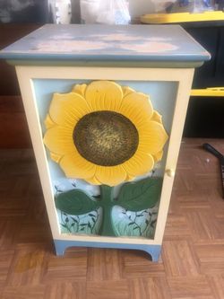 Sunflower cabinet, brass tin, antique desk