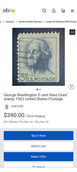 5 Cent US Postage George Washington 1962