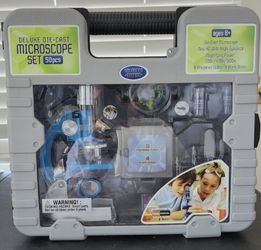 Deluxe Die Cast Microscope Set 50 Pieces 100x/400x/900x Advanced Edition