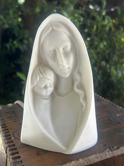 Let there be Light; Vintage Made in Japan Oxidized Porcelain Madonna and Child Nightlight: