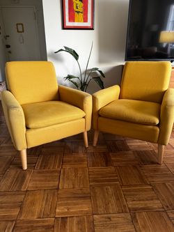 Pair of Mustard Yellow Mid-Century Accent Chairs