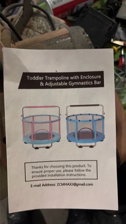 Toddler Trampoline with Enclosure & Adjustable Gymnastics Bar