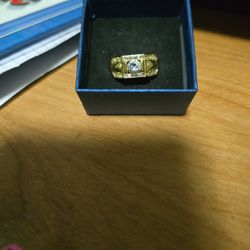 Mens Size 10 White Sapphire Titanium Ring