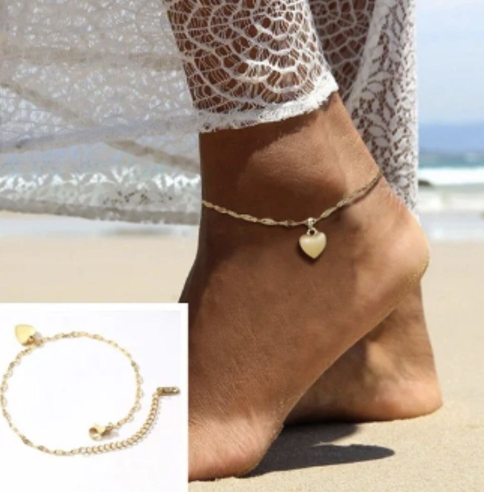 B23- 18K Beautiful Foot Anklet HEART Bracelet!