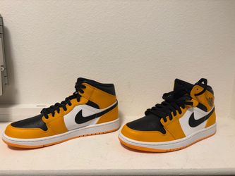 Air Jordan 1 Mid Yellow Black White Sneakers