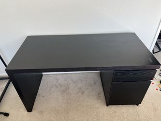 Black-Brown Desk with Drawer, 55 in Wide