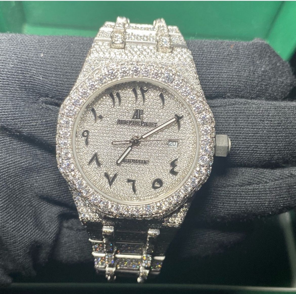 Full White Arabic Dial Moissanite 