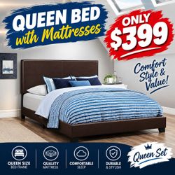 Brand New  Queen bed frame with mattress $399