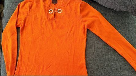 Colour Works Women's Orange Knit Top Size M