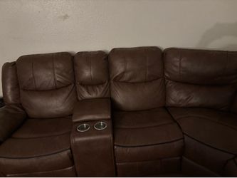 Brown Leather Reclining Sectional Sofa