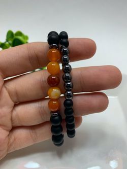 2pcs Adjustable Frosted Natural Stone Beads Bracelet Energy Stone Agate Beads