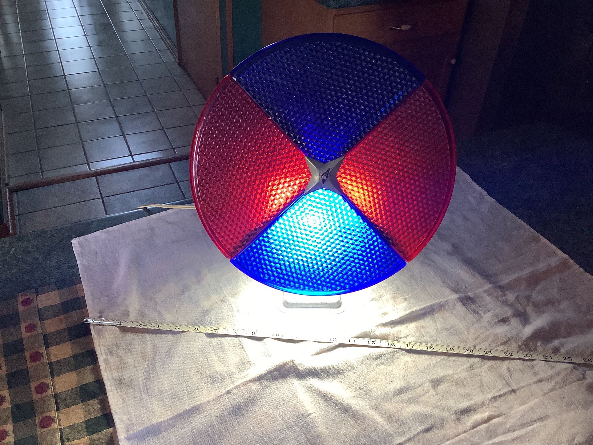 Penteray vintage revolving color wheel for Christmas. Works and looks great condition 1960s Approximately 12”in Diameter Sets approximately 16” off fl