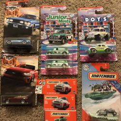 Nine different matchbox vehicles