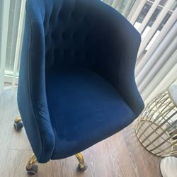  💙 Blue Velvet Desk Chair - MOVING MUST GO!