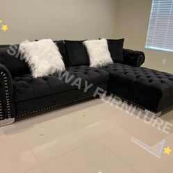 Black Royal Sectional Velvet 