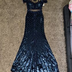 Dark Blue, Two Piece, Sequin Dress 