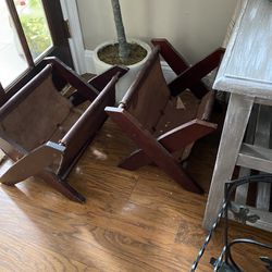 Magazine Racks Leather And Wood (2) $30 Each Buy 1 Or Both 