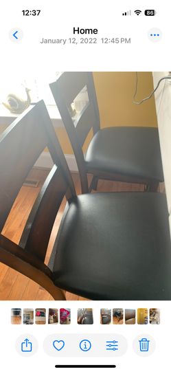 2 Leather Wood Chairs