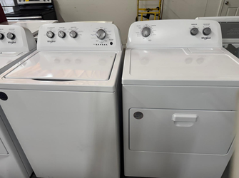 Whirlpool Top Load Washer & Dryer Set – White, Auto Dry, Simple Dials
