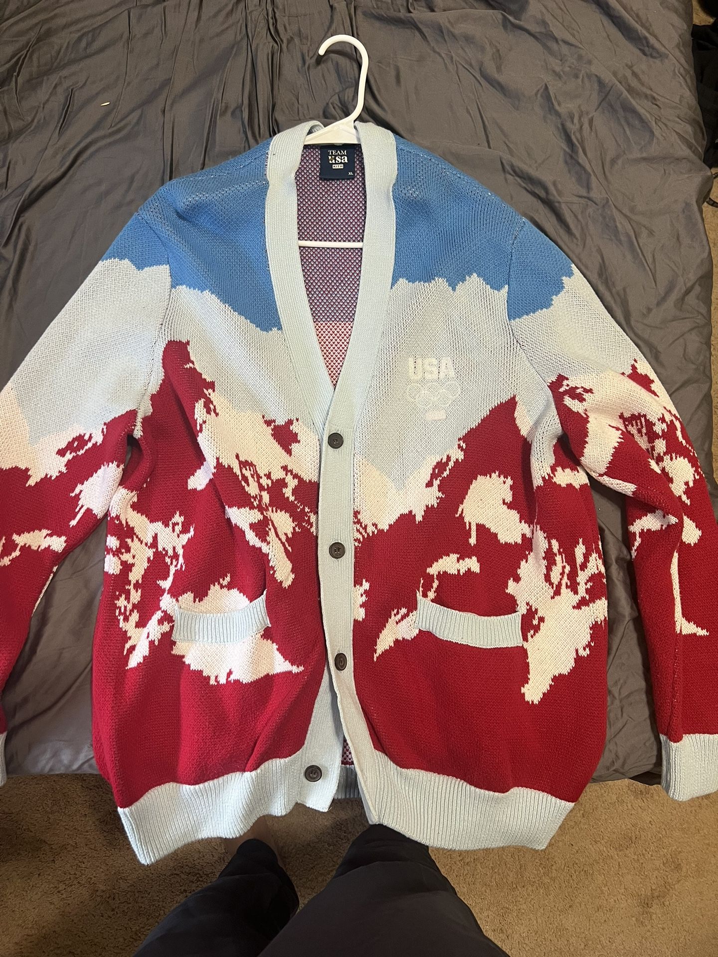 NWT Kith Team USA Mountain Jacquard Knit Cardigan Men's XL 2022