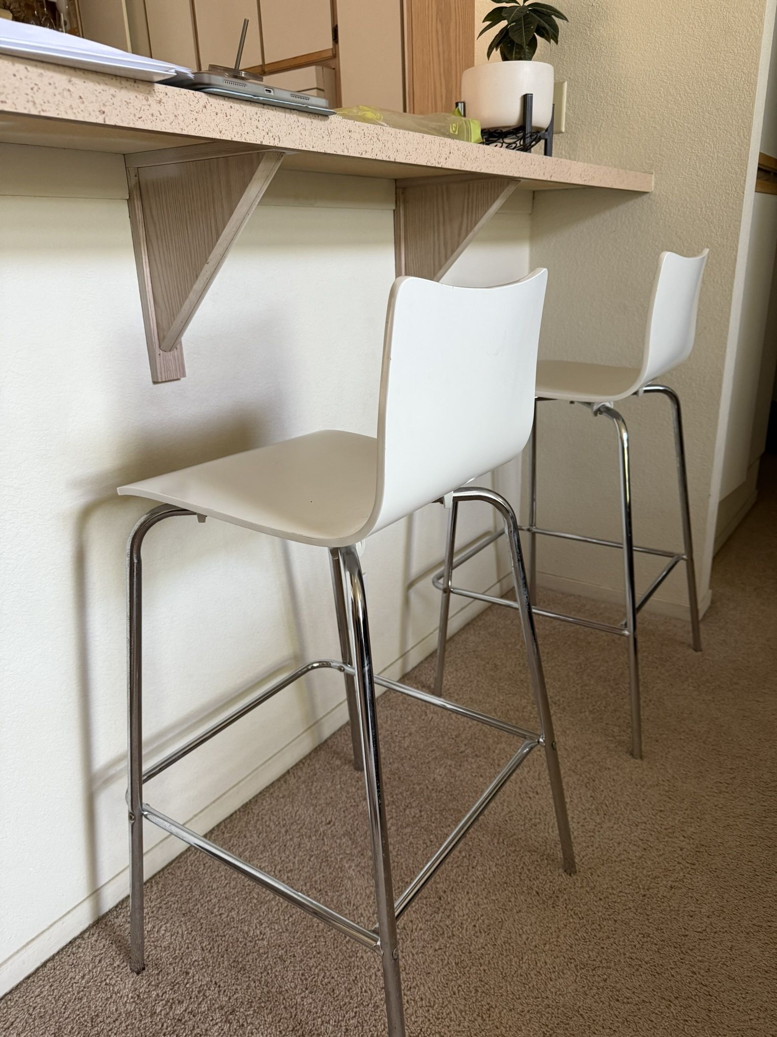 2 White Bar Stools