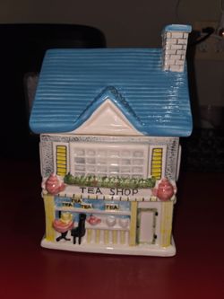 Vintage Tea Shop Cookie Jar/Canister ~ Ceramic