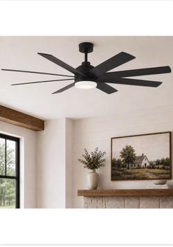 Celene II 62 in. Indoor/Outdoor Matte Black DC Motor Ceiling Fan with Adjustable White Integrated LED w/ Remote Included