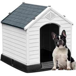 28.5 In Large Dog House Plastic Light And Dark Grey