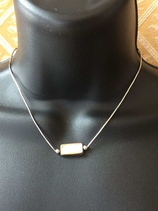 Vintage STER Silver Mother-of-Pearl Necklace 15”