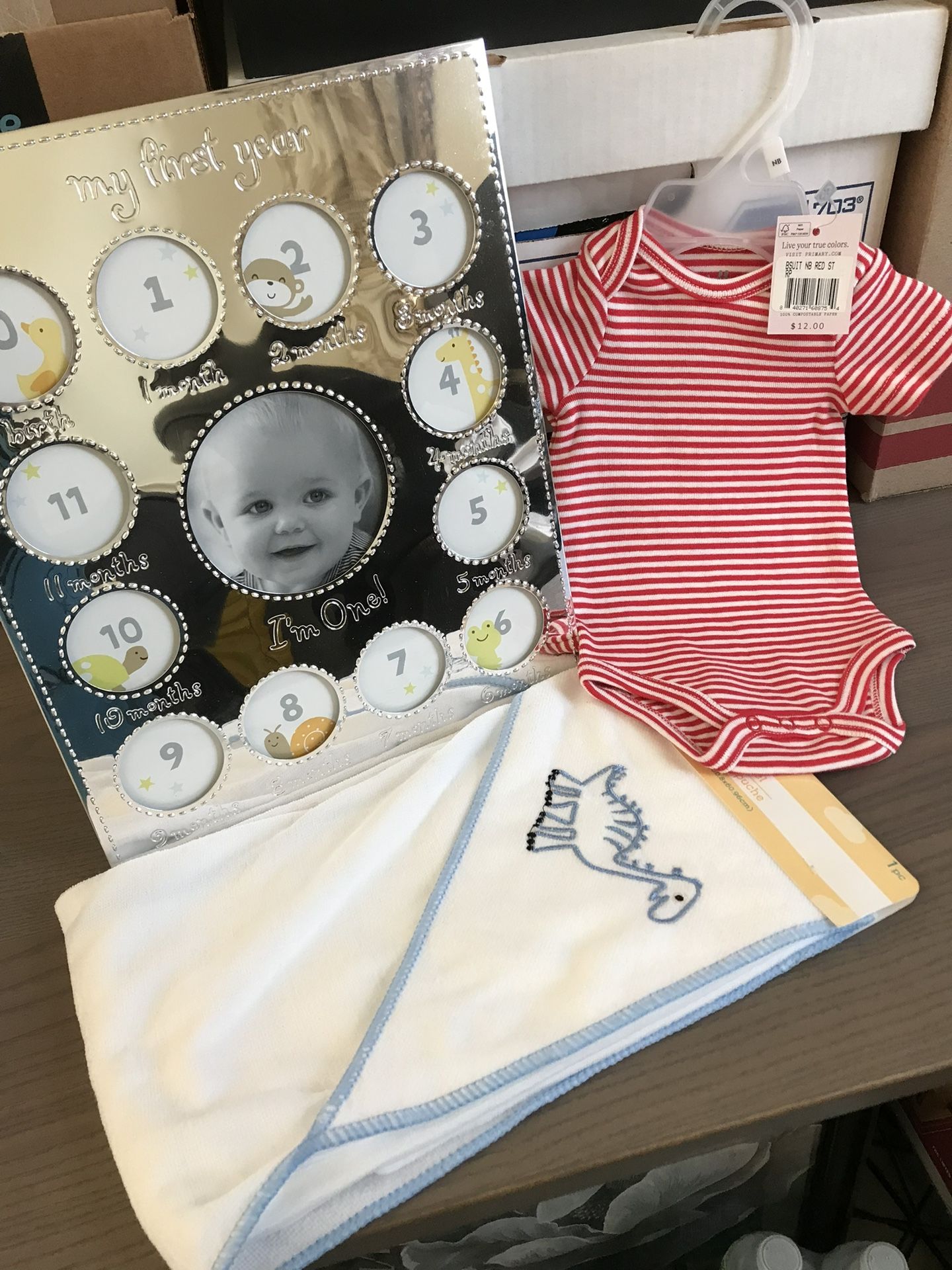 Newborn Baby Boy Bundle (Onesie, Frame and Towel)