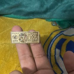 Gold Plated 100 Dollar Bill Ring