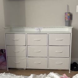 White Dresser With Outlet And Led lights 