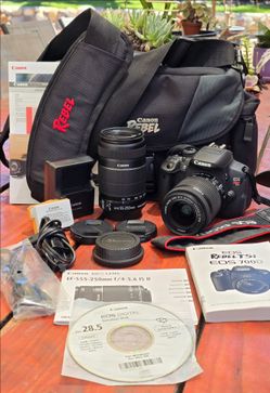 MINT Canon EOS Rebel T5i 18mp Digital DSLR Camera Package w/ Canon 18-55mm IS STM & 55-250mm IS Lenses - LOW SHUTTER COUNT