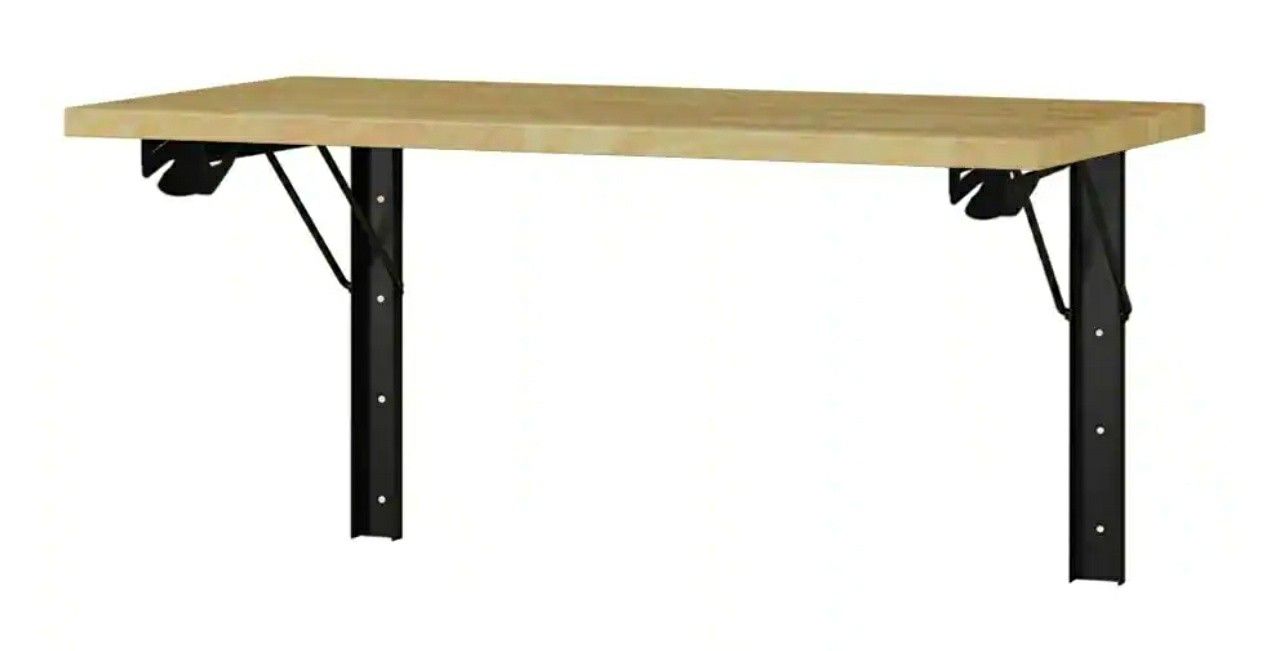 Industrial 4 ft. Folding Wood Top Workbench