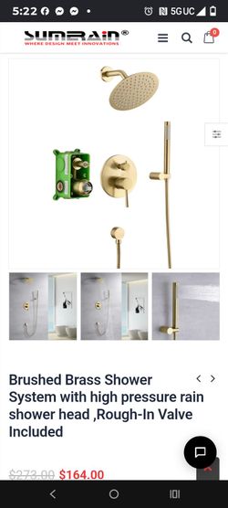 Sumerain Brushed Brass Rain Shower System