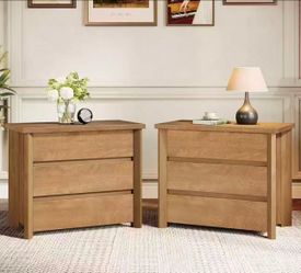 New assembled set of 2 Bedroom Nightstands, 31.5-Inch Wide Night Stand with 3 Drawers for Bedroom, Rustic Brown
