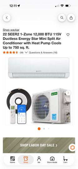 Waykar 22 SEER2 1-Zone 12,000 BTU 115V Ductless Mini Split Air Conditioner