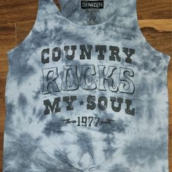 Juniors Sz XL Denizen Levi's  Blue Tie Dye Graphic Tank Top, in Very Gently Worn Condition