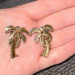 palm tree clip on earrings