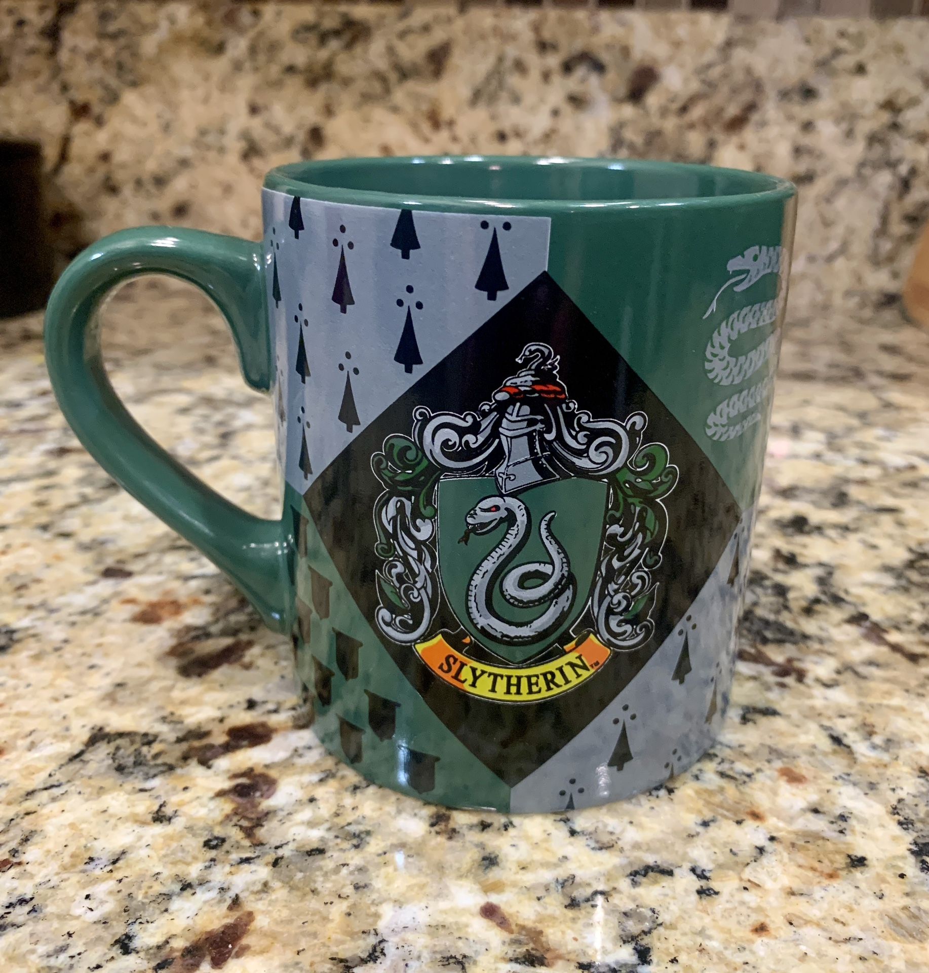 Slytherin House Crest Harry Potter Silver Buffalo Ceramic Mug, 14 Ounces