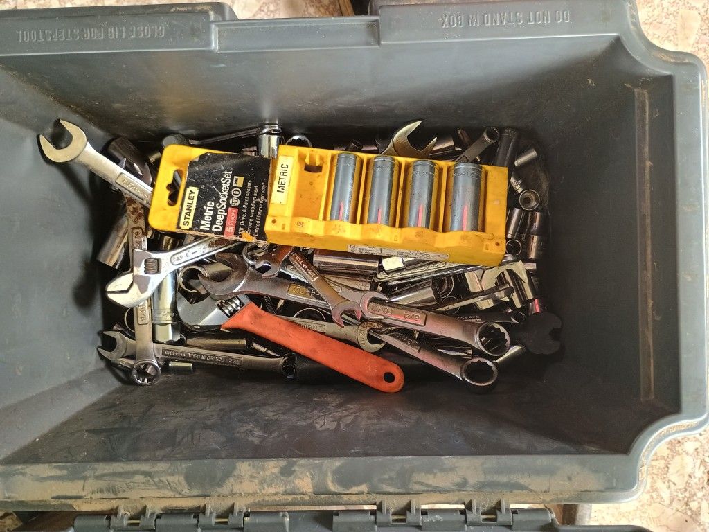 Miscellaneous Sockets Wrenches And Stool Tool Box