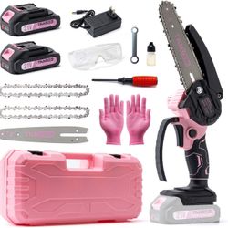 Chainsaw Cordless 6-inch, Handheld Electric Power Chain Saw, 2 Batteries & Fast Charger, Lightweight, One-Handed Use, Ideal for Tree Trimming, Wood Cu