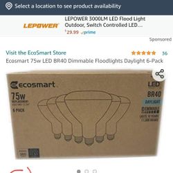 Ecosmart 75w LED BR40 Dimmable Floodlights Daylight 6-Pack