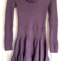 Moda International Cowlneck Long Sleeve Purple Sweater Dress Size L