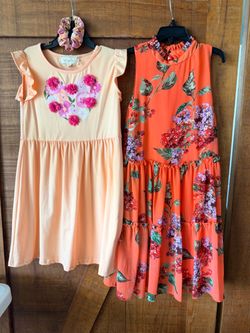 Girl’s Size 8 Set of 2 Dresses (Peach & Orange)